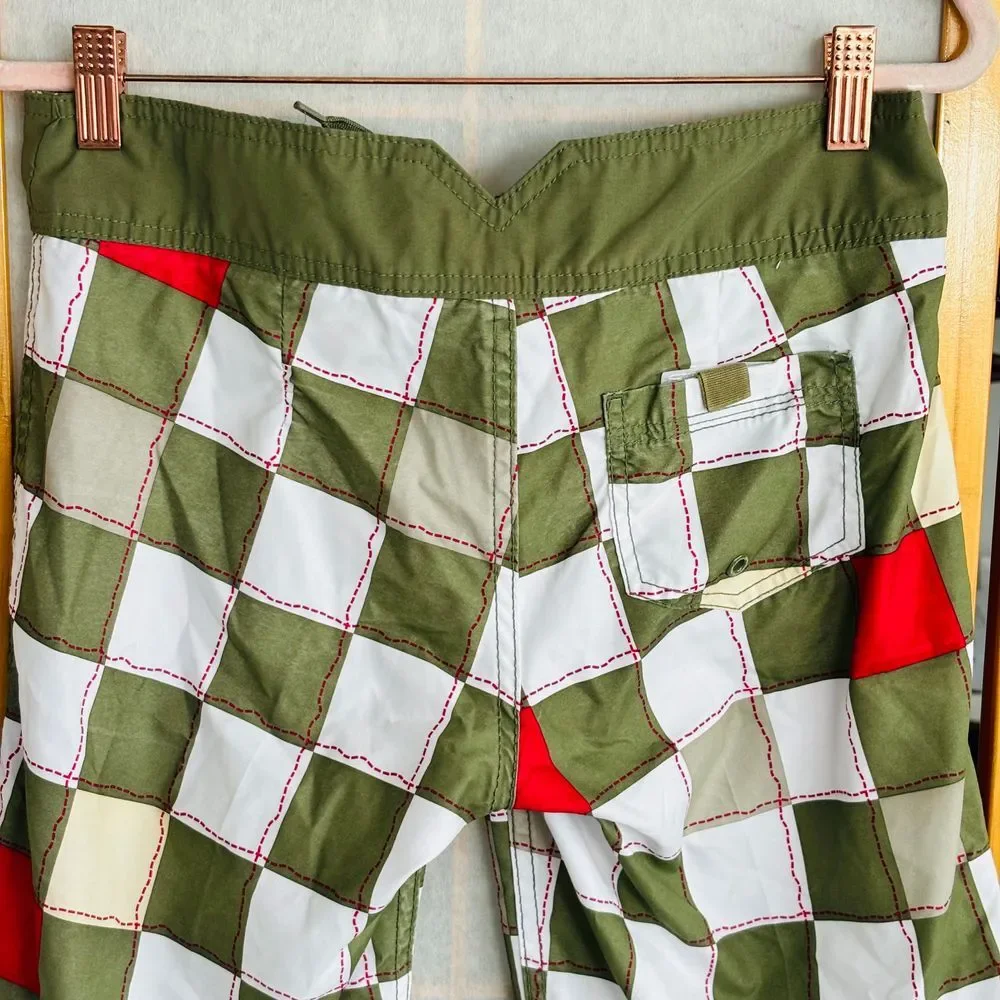 Hurley Juniors Size 3 Checkered Boardshorts Green‎ White Pink  18